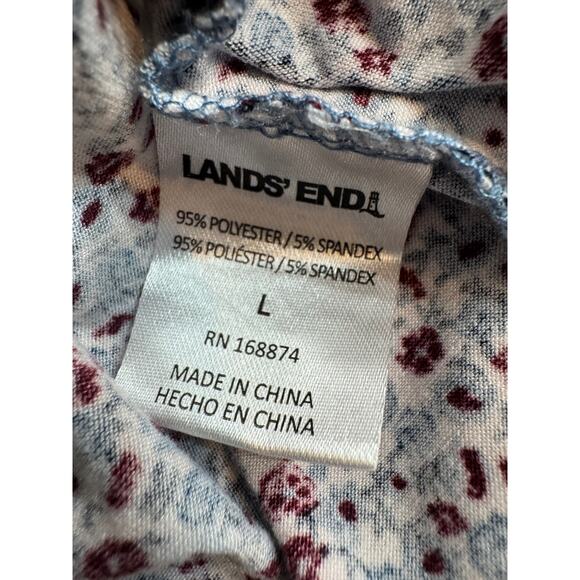 Lands' End sleep set maroon long sleeve top & floral pull on pants stretch Sz L - Picture 7 of 10